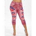 thumbnail image 4 of Más el tamaño de la impresión del labio de la bandera americana recortada Jeggings Rosegal Leggings de talla grande, 4 of 5