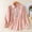 Pink, variant on Women's Cotton Linen Tops Long Sleeve Button Down Collared Embroidery Loose Fit Blouses Soft Cozy Shirts