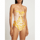thumbnail image 5 of Traje de baño de una pieza para mujer, pareo de playa, falda cruzada, bikini con estampado floral retro, conjunto de baño de dos piezas de cintura alta, 5 of 5