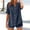 Navy, variant on Blouses for Women Women's Casual Solid Color Shirts Short Sleeve Round Neck Tops Versatile Buttons Front Blouse Size S-5XL