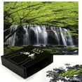 thumbnail image 3 of Ambesonne Scenery Jigsaw Puzzle Durable Cardboard, Rock Tree in Waterfall, 1000 pcs, Black White and Green, 3 of 6