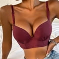 thumbnail image 5 of Bras for Women Wireless Woman Breast-Receiving Bra Without Underwire Vest Lingerie Underwear V-Neck Back-Smoothing Bra Feature Hook and Eye Closure Longline Bra Style Y-100 , Red-d L, 5 of 8