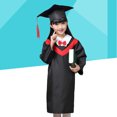 thumbnail image 2 of 1 Ensemble Robe de Collation des Grades pour Enfants Cape Robe Casquette Costumes Cosplay pour Enfants (Col Rouge avec Casquette et Certificat 140cm), 2 of 6