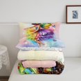 thumbnail image 4 of Ballet Princess Teens Comforter Set,Cute Dancing Rainbow Angel Wings Fantasy Bedding Set All Season,Fairy Tale Watercolor Starry Glitter Comforter 3 Pcs with 2 Pillowcases,Queen Size, 4 of 6
