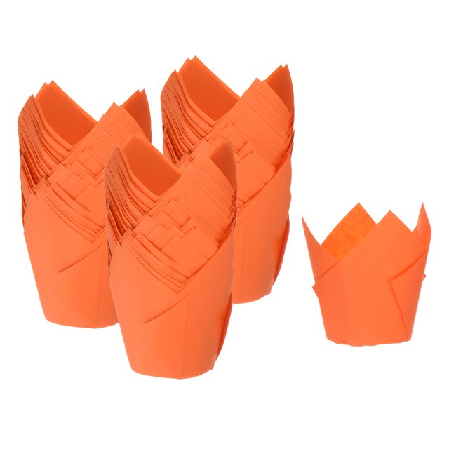 150 Piezas de Moldes para Cupcakes de Papel Tulipán Unique Bargains Estándar Naranja