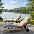 thumbnail image 2 of Mondawe 3-Piece Aluminum Rattan Chaise Set: Rectangular Table + Gray Cushions, 2 of 9