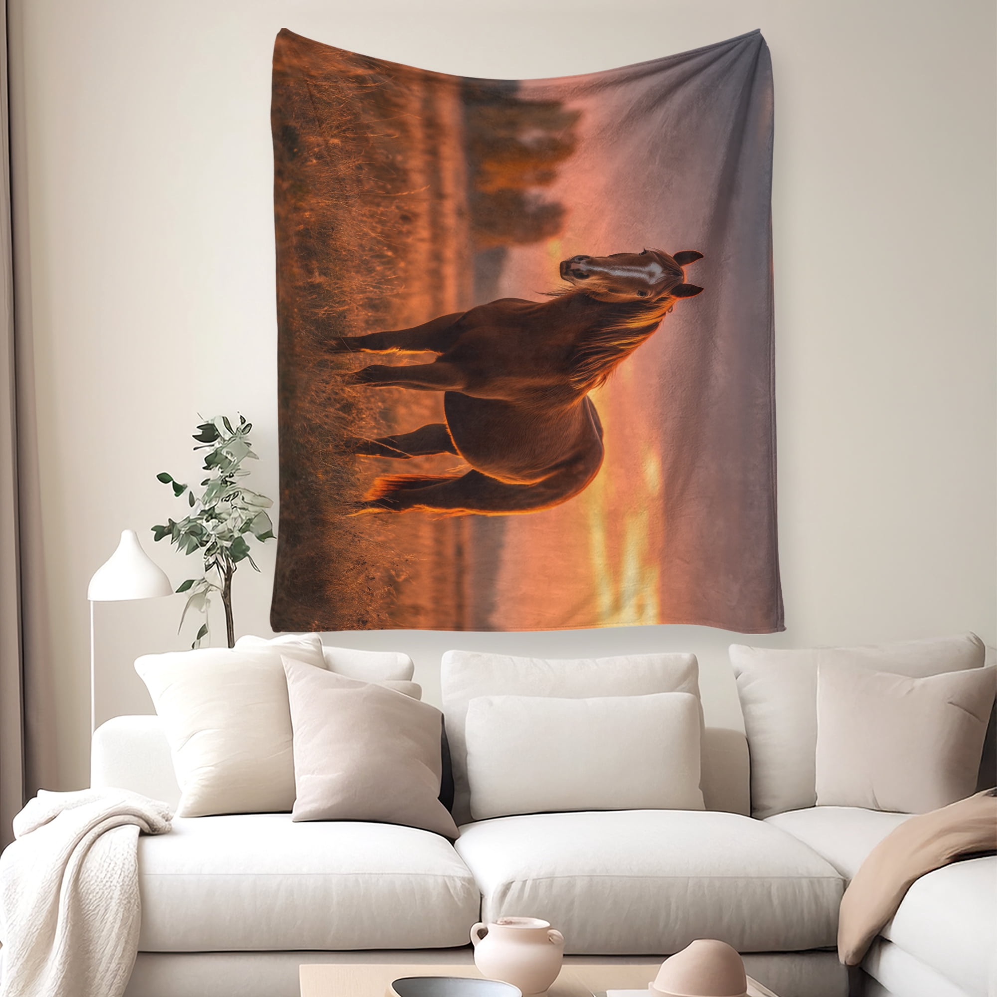 Flannel Fleece Throw Blanket, Soft Large Throw Blanket, Lightweight Cozy Plush Throw Blanket Fit Sofa Bed, 30"x40", Horse