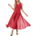 thumbnail image 2 of INSPIRE CHIC Women's Wide Leg Jumpsuits Chiffon V Neck Cocktail Sleeveless Jumpsuit M Red, 2 of 4