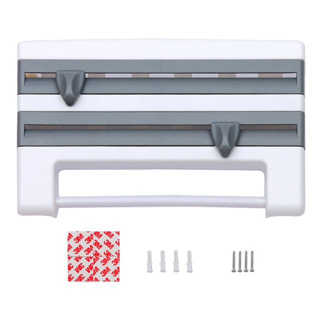 Soporte para papel de cocina ADOREHOUSE, estante para botellas de salsa, organizador de cocina 4 en 1, soporte para corte de película adhesiva, accesorios de cocina Tan Jianjun unisex
