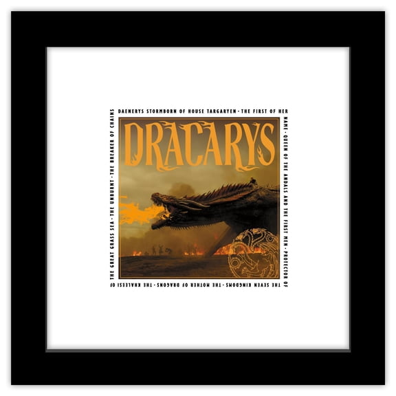 Gallery Pops Game of Thrones - Dracarys Wall Art, Black Framed Version, 12" x 12"