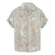 thumbnail image 1 of Camisas de Manga Corta de los Hombres Casual Hoja Impresión Solapa Superior, Mezcla de Poliéster/Spandex de la Moda para la Fiesta Y la Playa, 1 of 5