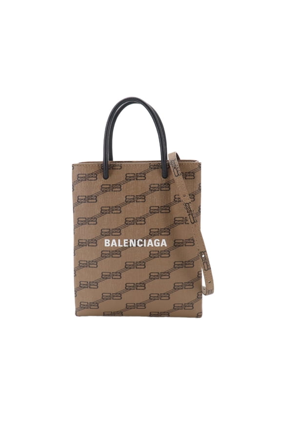 Pre-Owned Balenciaga BB Monogram Large Handbag, 2-way Hand/Shoulder Bag, Leather, Brown, 693805...