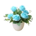 thumbnail image 2 of Rosa Artificial En Maceta: Arreglo Floral Artificial Realista En Maceta Blanca para Centro de Mesa En El Hogar, Oficina, Sala de Estar y Decoración de Bodas., 2 of 6