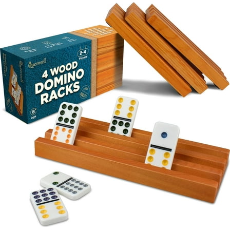 Domino Holders for Mexican Train - Domino Trays Set of 4 - Mexican Train Accessories - Domino Racks from Mexican Train Game (Medium)