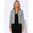 thumbnail image 4 of DARING DIVA Plaid Tweed Blazer for Women's Open Front Work Office Jacket XS Black, 4 of 6