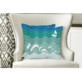 thumbnail image 4 of Ambesonne Colorful Throw Pillow Cover 2 Pack, Nautical Paper Boat, 16", Blue Sea Green White, 4 of 6