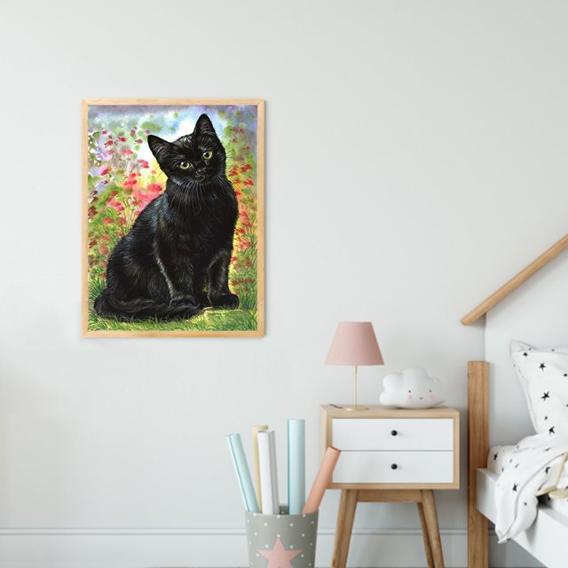 Cuadros Decorativos Kit de póster de gato negro 5D con pintura de diamante de taladro redondo completo (NH2053) Ndcxsfigh Nuevos Originales