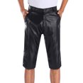 thumbnail image 2 of Zylarhe Men's Pants, Men's Leather Pants Motorcycle Fashion Solid Color Casual Men's Short Leather Pants Pants for Men Slim Fit Black 34, 2 of 9