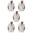 thumbnail image 3 of pitrice Men Shirt Casual Short Sleeve Breathable Replacement Button Down Solid Color Fashionable Home Dating Shirts Top White L 5Set, 3 of 6