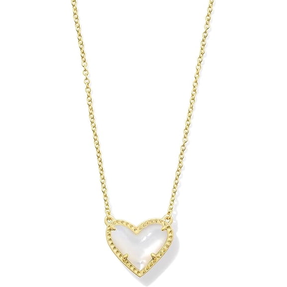 Kendra Scott Ari Heart Short Pendant Necklace Gold Ivory Mother Of Pearl