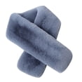 thumbnail image 2 of Naierhg Winter Scarf Cross Scarf Faux Rabbit Fur Double-sided Thickened Soft Washable Keep Warm Pure Color Autumn Winter Women Neck Warmer Collar Scarf for Outdoor Blue, 2 of 8