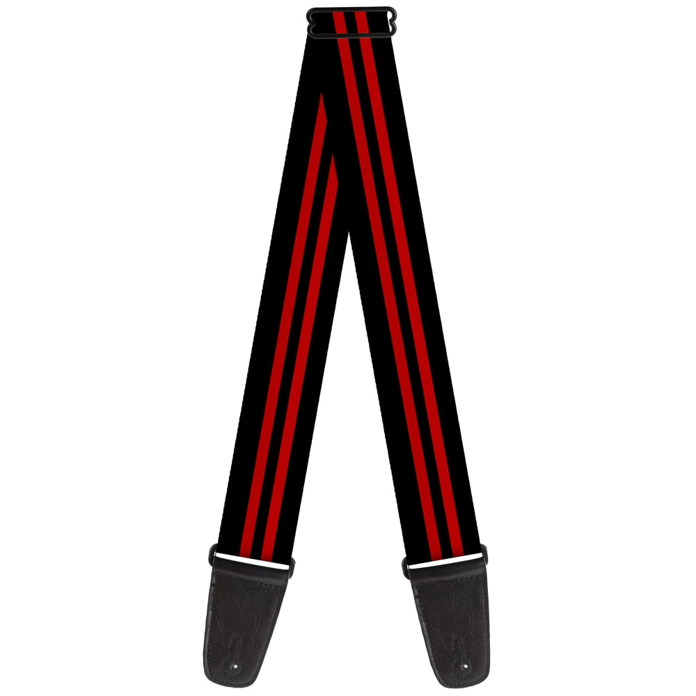 Buckle-Down Guitar Strap, Stripe Black Red, 2 Inches Wide