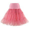 thumbnail image 1 of B91xZ Jupe Midi en Tulle pour Femmes Taille Haute Imprimée Jupe Mi-Longue Superposée, Rouge Melon D\'eau m, 1 of 2