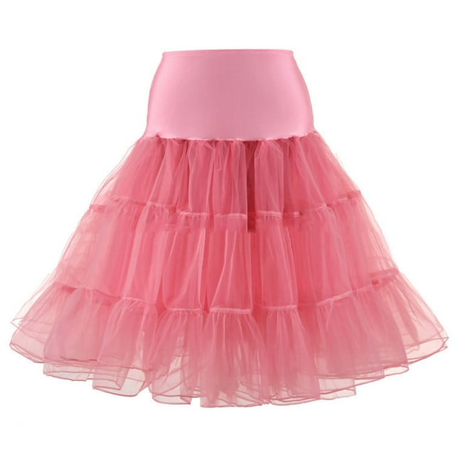 B91xZ Jupe Maxi en Tulle Tutu pour Femmes Taille Haute Imprimée Jupe Mi-Longue Superposée, Rouge Melon D\'eau TG
