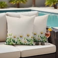 thumbnail image 5 of Daisy Flowers Pillow Covers 2 Pack Spring Floral Leaf Pillowcase Waterproof Outdoor Throw Pillow Cover for Patio Garden Square Cushion 24”x24”, 5 of 9