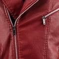 thumbnail image 4 of Tawop Mens Coats PU Leather Stand Collar Long Sleeve Zip Hoodless Casual Winter Jackets for Men,Red,M, 4 of 4