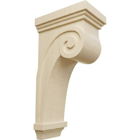 Ekena Millwork 7"W x 3 1/2"D x 11"H Traditional Leaf Corbel, Lindenwood