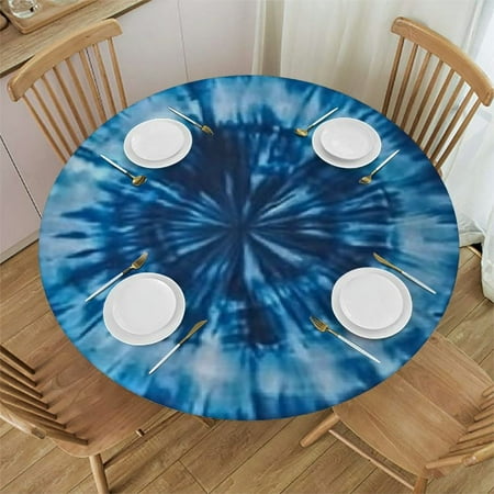 

SHERONV Tie-Dyed Design Round Table Cover Stain Resistant Washable Indoor Outdoor Tablecloth Kitchen Dining Wedding Parties 100% Polyester Waterproof 38 -42