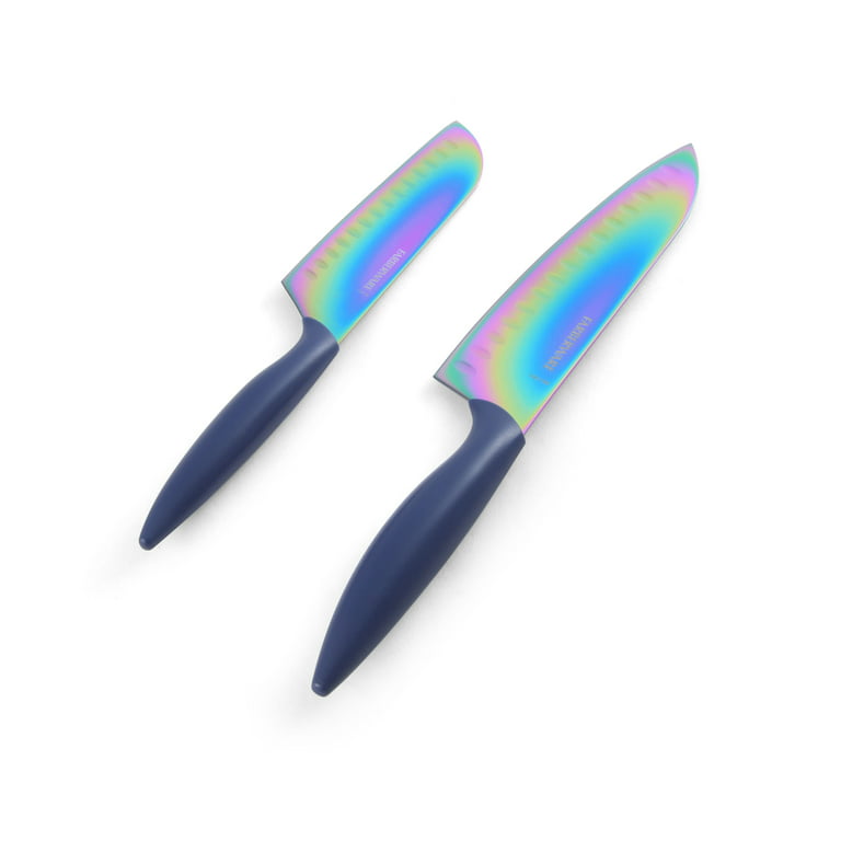 Farberware Rainbow Iridescent Titanium Santoku Knives, 2-Pack