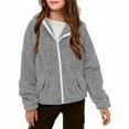 thumbnail image 1 of MKOSPLRT Kids Hoodies Zip Up Long Sleeve Fuzzy Fleece Sweatshirts Oversized Drop Shoulder Jackets Solid Color Coats with Pocket 5-13Years, 1 of 7