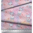 thumbnail image 2 of Soimoi Pink polyester Crepe Fabric Teddy Bear & Dot Kids Print Fabric by the Yard 52 Inch Wide, 2 of 3