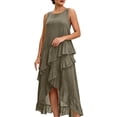 thumbnail image 2 of Blmnix Flowy Dresses Dresses for Women Peplum Tank Dress Elegant Petticoat Maxi Sleeveless Crew Neck Green Adaptable Summer Casual Dresses for Women L, 2 of 6