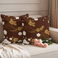 thumbnail image 2 of Yellow Flower Outdoor Waterproof Pillow Covers, Japanese Style Floral Leaf Textured Red Decorative Square Throw Pillowcase Sofa Cushion Sham for Patio/Couch/Chair, 24"x24" 2 Pack, 2 of 8