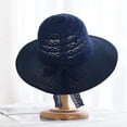 thumbnail image 6 of CoCopeaunts Summer Ladies Straw Bucket Hat Lace Bow Belt Travel Hollow Sun Hat Floppy Foldable Wide Brim Beach Fisherman Hat, 6 of 8