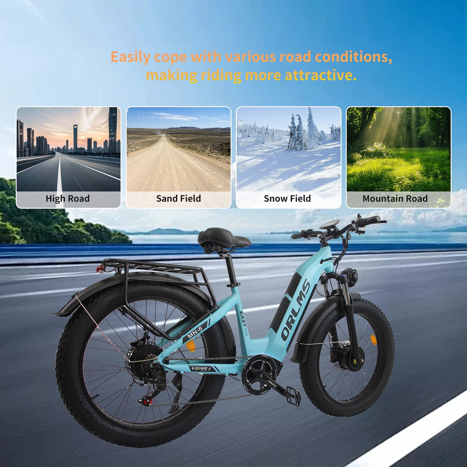 Electric Fat Tire Bike for Adults,6000W Peak Dual-Motor, 26"x4.0 Off-Road Mountain Electric Bicycle, 52V/23Ah Battery, Max 45MPH, 7-Speed, for All Terrain