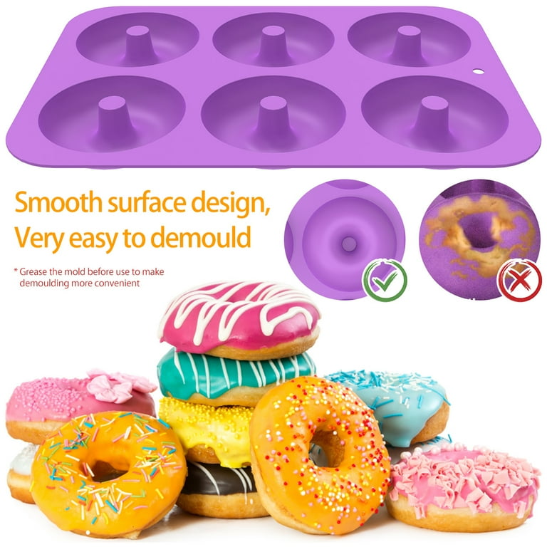 Silicone Donut Mold Non-Stick Donut Pan Easy Clean Donut Mold Baking Pan  Microwave Safe Donuts Maker Tools for Baking Pastry Chocolate Cake Dessert  DIY 