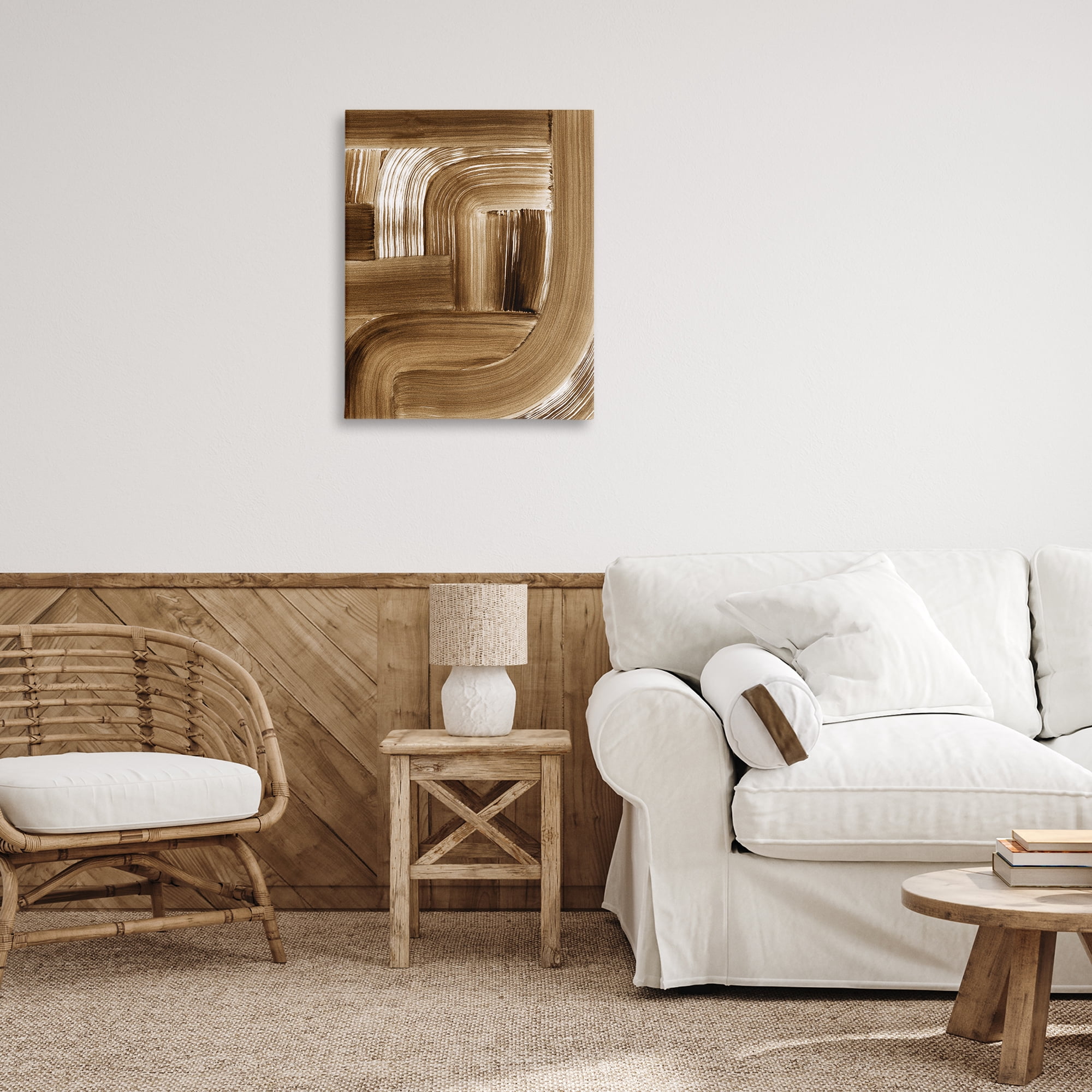 Stupell Industries Brown Curved Arches Abstract Painting Gallery Wrapped Canvas Art Print Wall Art, 24 x 30