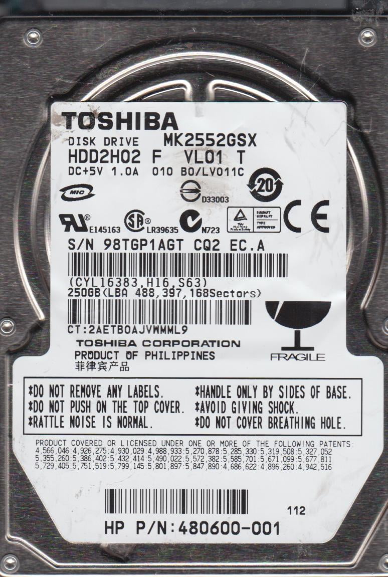 MK3265GSX, A0/GJ001Q, HDD2H83 H ZK01 B, Toshiba 320GB SATA 2.5