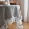 thumbnail image 7 of Elegant Lace-trimmed Linen Tablecloth for Round Dining Tables, Durable Polyester Table Cover, Stylish Solid Color Design, Ideal for Home Use and Various Occasions, 7 of 7