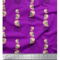 Soimoi Purple Cotton Voile Fabric Books & Owl Cartoon Print Fabric by the Yard 42 Inch Wide