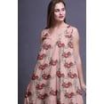 thumbnail image 4 of Bimba Light Pink Salmon4 Floral Leaves & Peony Cotton Nightgowns For Women Mid-Calf Printed Sleepwear Night Dress Small, 4 of 6