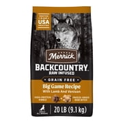 Merrick Backcountry Grain Free Dry Adult Dog Food, Kibble With Freeze Dried Raw Pieces, Big Game Recipe, 20.0 lb. Bag
