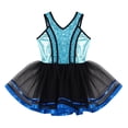 thumbnail image 4 of DPOIS Kid Girls Sparkling Sequins Lyrical Ballet Dance Leotard Tutu Dress Blue-A 16, 4 of 7