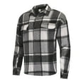 thumbnail image 4 of Men's Shirts Flannel Long Sleeve Plaid Soft Brushed Casual Classic Button Down Collar Fall Winter Comfort Mens Hawaiian Shirt Dark Gray XXXL, 4 of 5