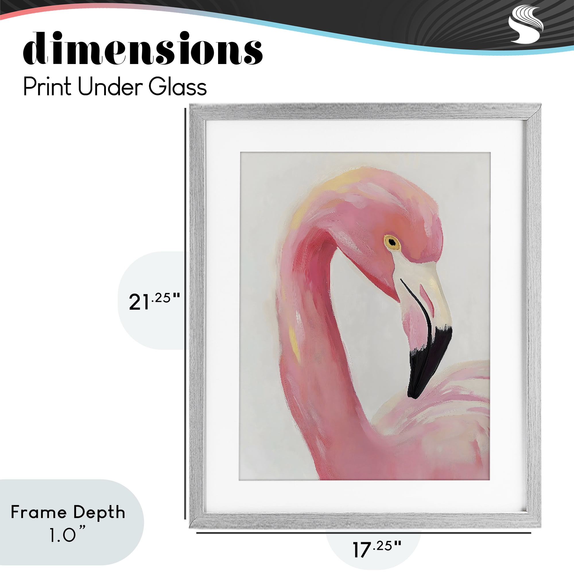 Stupell Industries Serene Pink Flamingo Portrait Gray Framed Print Under Glass, design by The Prints Vibe