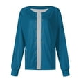 thumbnail image 4 of OTEMRCLOC Nurse Scrubs for Women Long Sleeve Pocket Working Collar Solid Color Single-breasted Overalls Cardigan Jacket Top, Sky Blue/L, 4 of 5